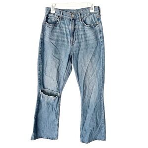 American‎ Eagle Ripped 90s Flare Light Wash Jeans Size 8 LONG Tall Fall Staple
